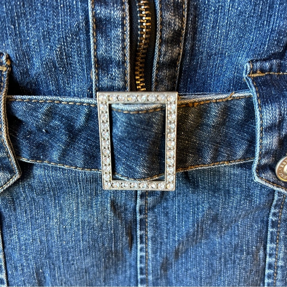 Limited Too Y2K Girls Denim Dress Short Sleeve Size 7 Zip Front Jean Belted - Picture 4 of 12